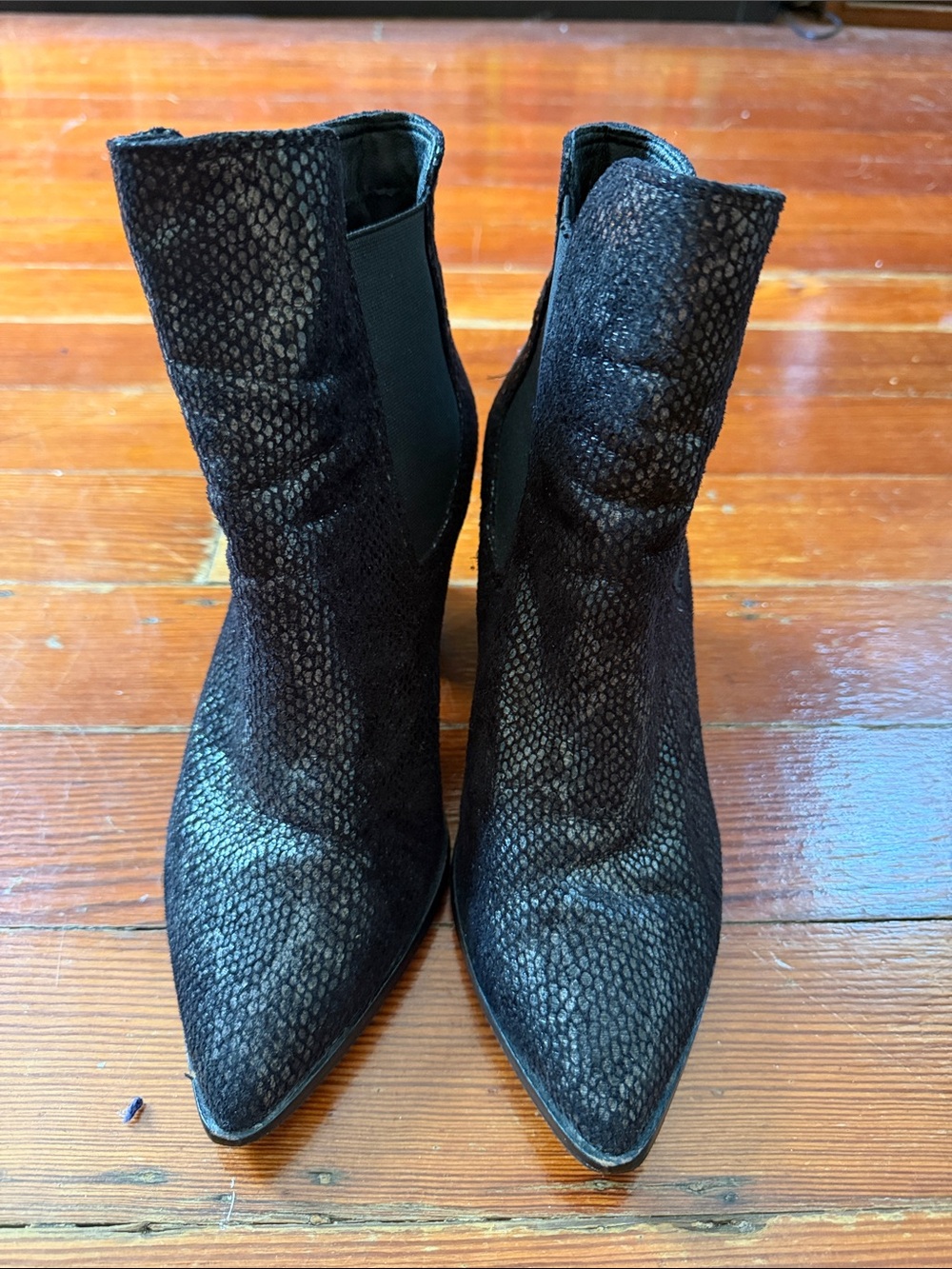 Chinese Laundry Snakeskin Heeled Ankle Boots